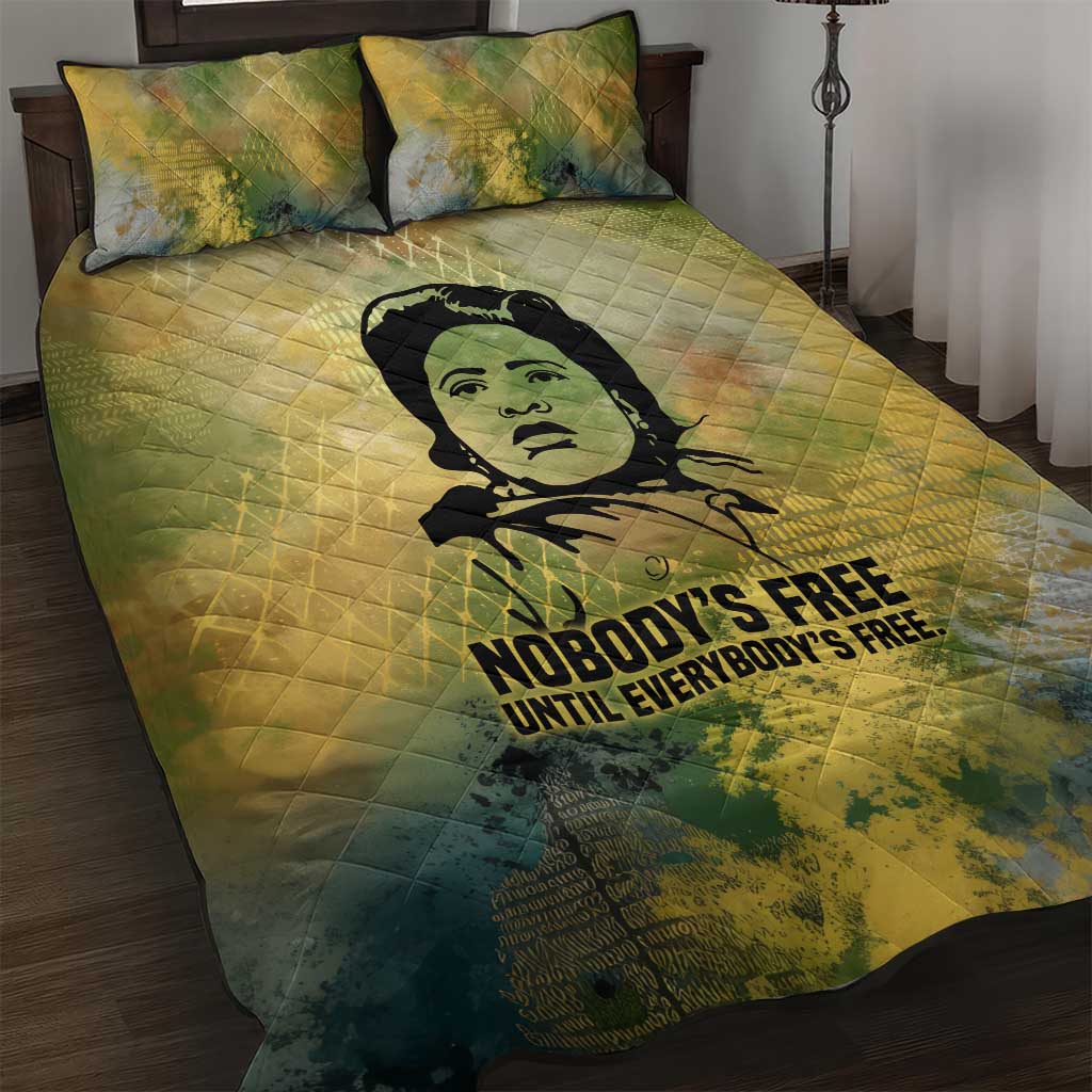 Fannie Lou Hamer Quilt Bed Set Unbossable Quote Design Protest Silhouettes and Voting Rights Tribute - Wonder Print Shop