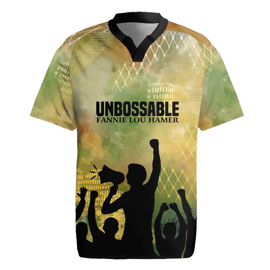 Fannie Lou Hamer Rugby Jersey Unbossable Quote Design Protest Silhouettes and Voting Rights Tribute - Wonder Print Shop
