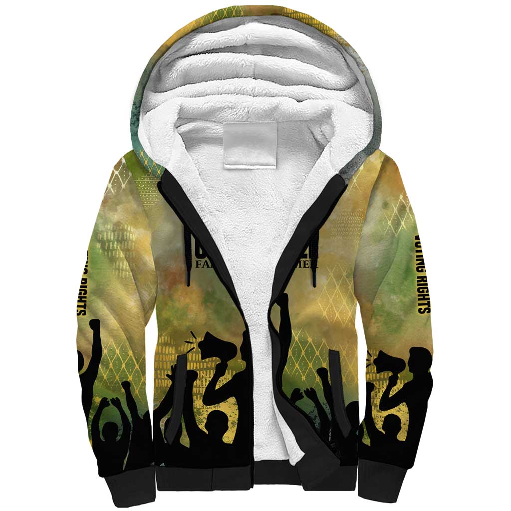Fannie Lou Hamer Sherpa Hoodie Unbossable Quote Design Protest Silhouettes and Voting Rights Tribute - Wonder Print Shop