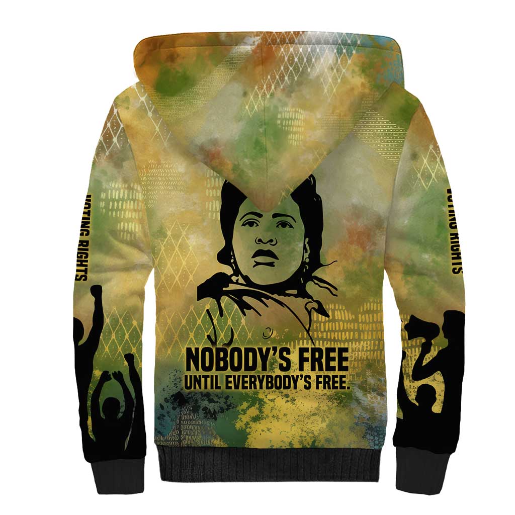 Fannie Lou Hamer Sherpa Hoodie Unbossable Quote Design Protest Silhouettes and Voting Rights Tribute - Wonder Print Shop