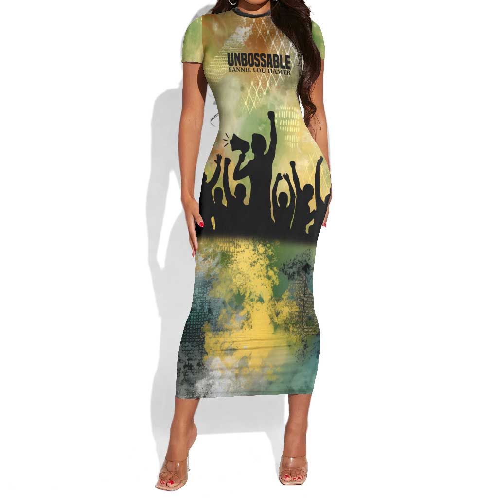 Fannie Lou Hamer Short Sleeve Bodycon Dress Unbossable Quote Design Protest Silhouettes and Voting Rights Tribute - Wonder Print Shop