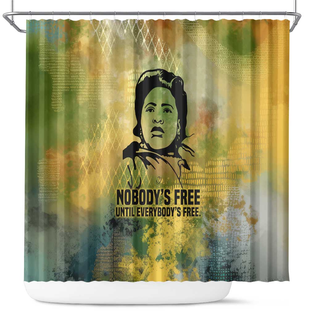 Fannie Lou Hamer Shower Curtain Unbossable Quote Design Protest Silhouettes and Voting Rights Tribute - Wonder Print Shop