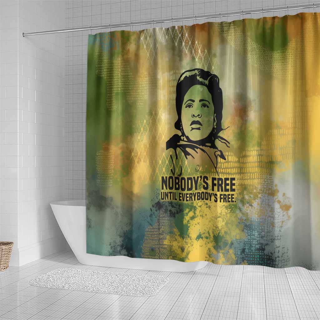 Fannie Lou Hamer Shower Curtain Unbossable Quote Design Protest Silhouettes and Voting Rights Tribute - Wonder Print Shop