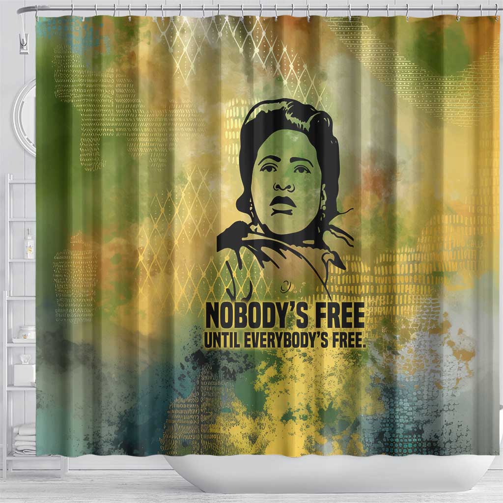 Fannie Lou Hamer Shower Curtain Unbossable Quote Design Protest Silhouettes and Voting Rights Tribute - Wonder Print Shop