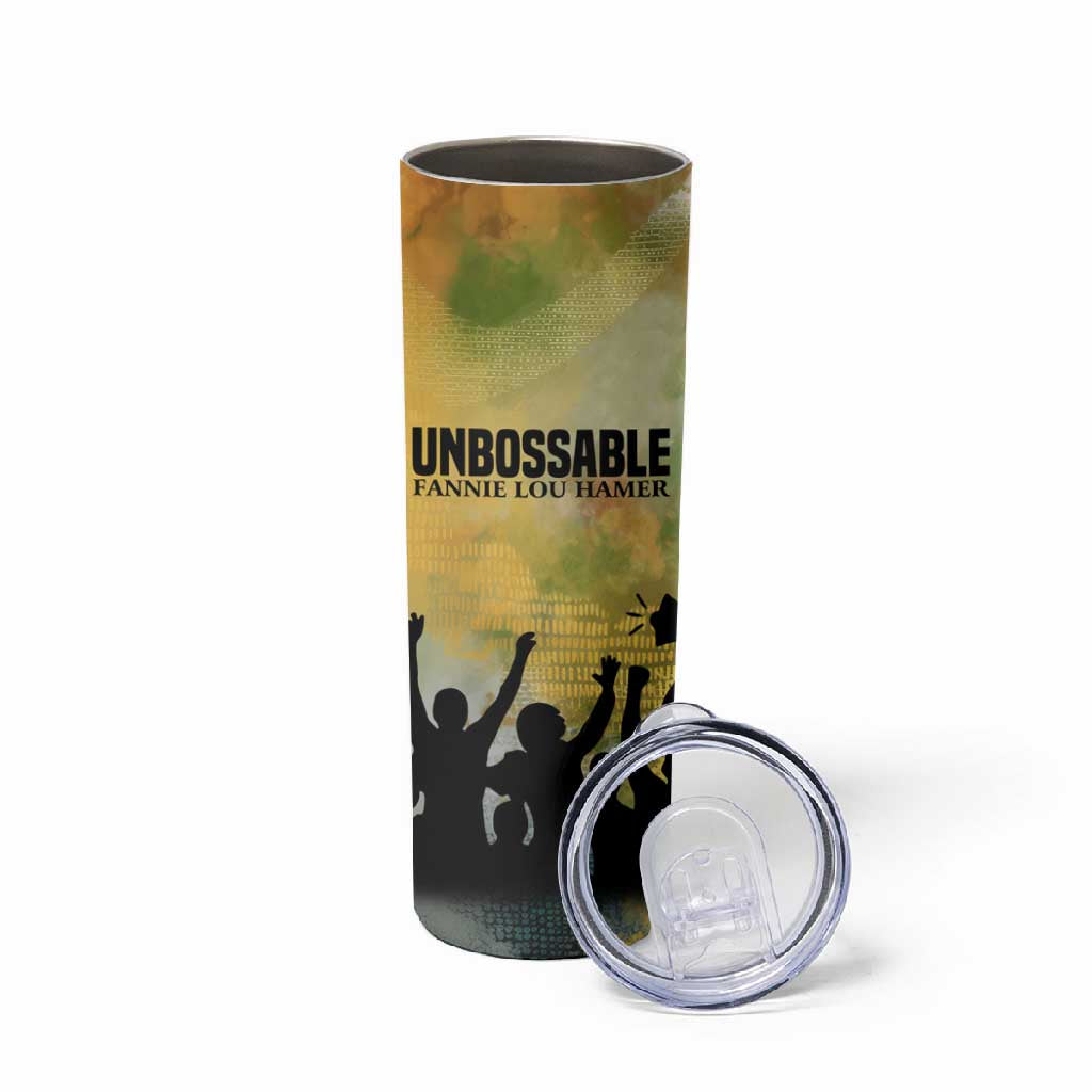 Fannie Lou Hamer Skinny Tumbler Unbossable Quote Design Protest Silhouettes and Voting Rights Tribute - Wonder Print Shop