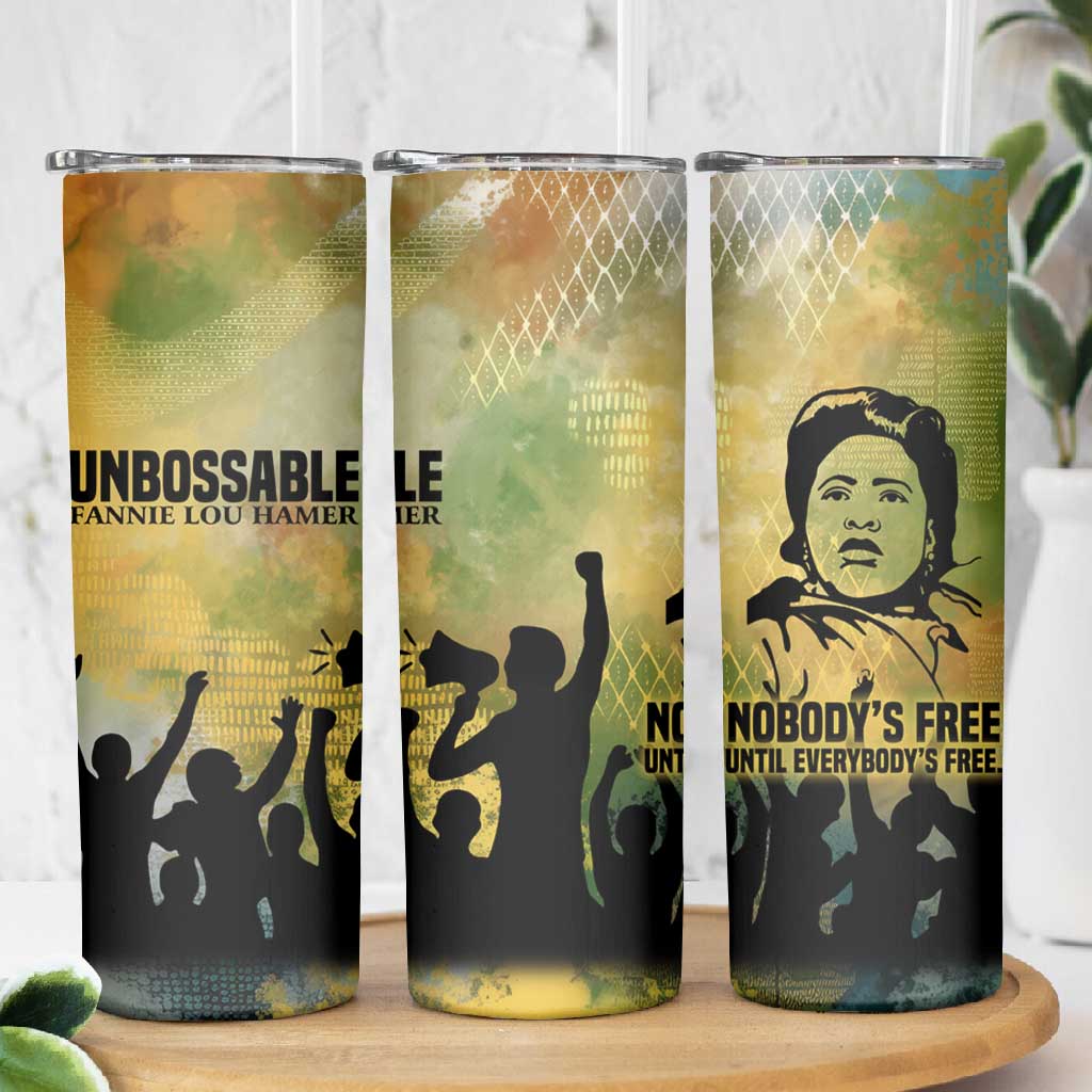 Fannie Lou Hamer Skinny Tumbler Unbossable Quote Design Protest Silhouettes and Voting Rights Tribute - Wonder Print Shop