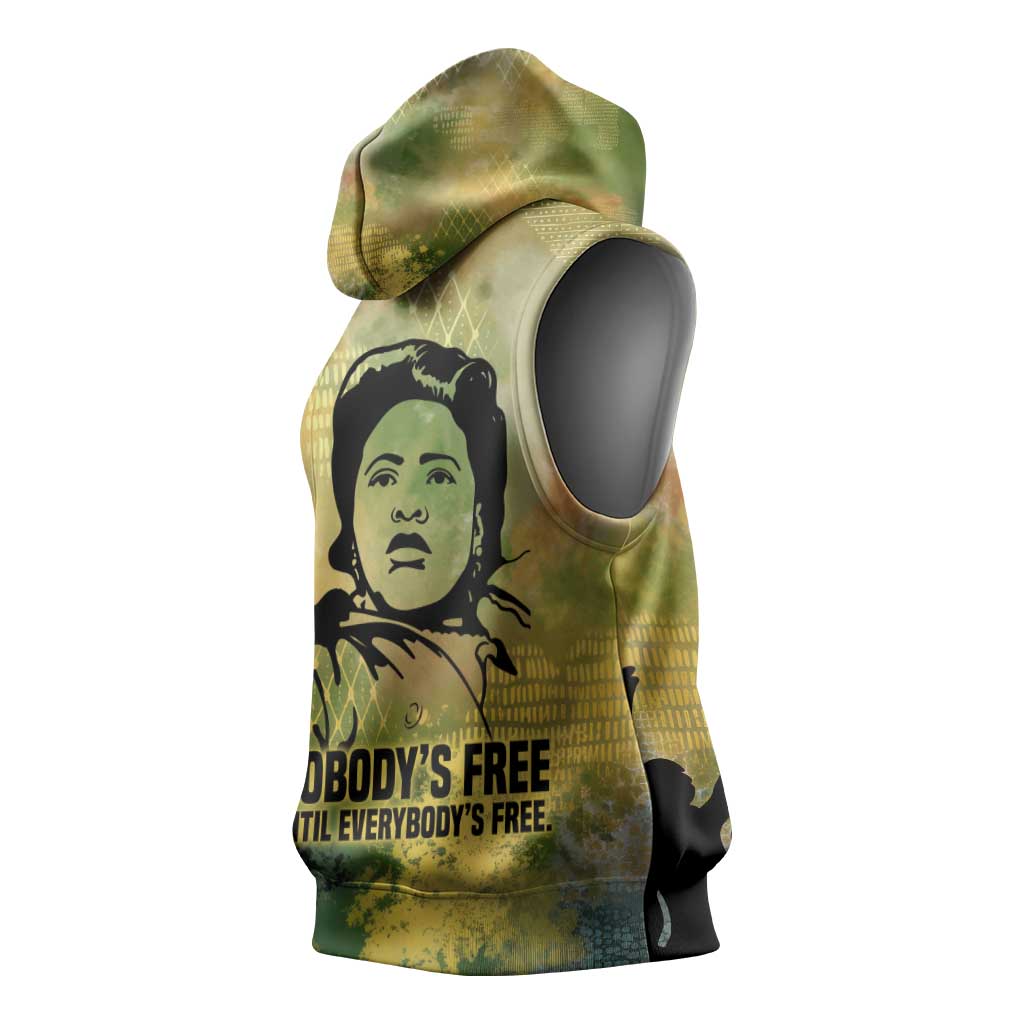 Fannie Lou Hamer Sleeveless Hoodie Unbossable Quote Design Protest Silhouettes and Voting Rights Tribute - Wonder Print Shop