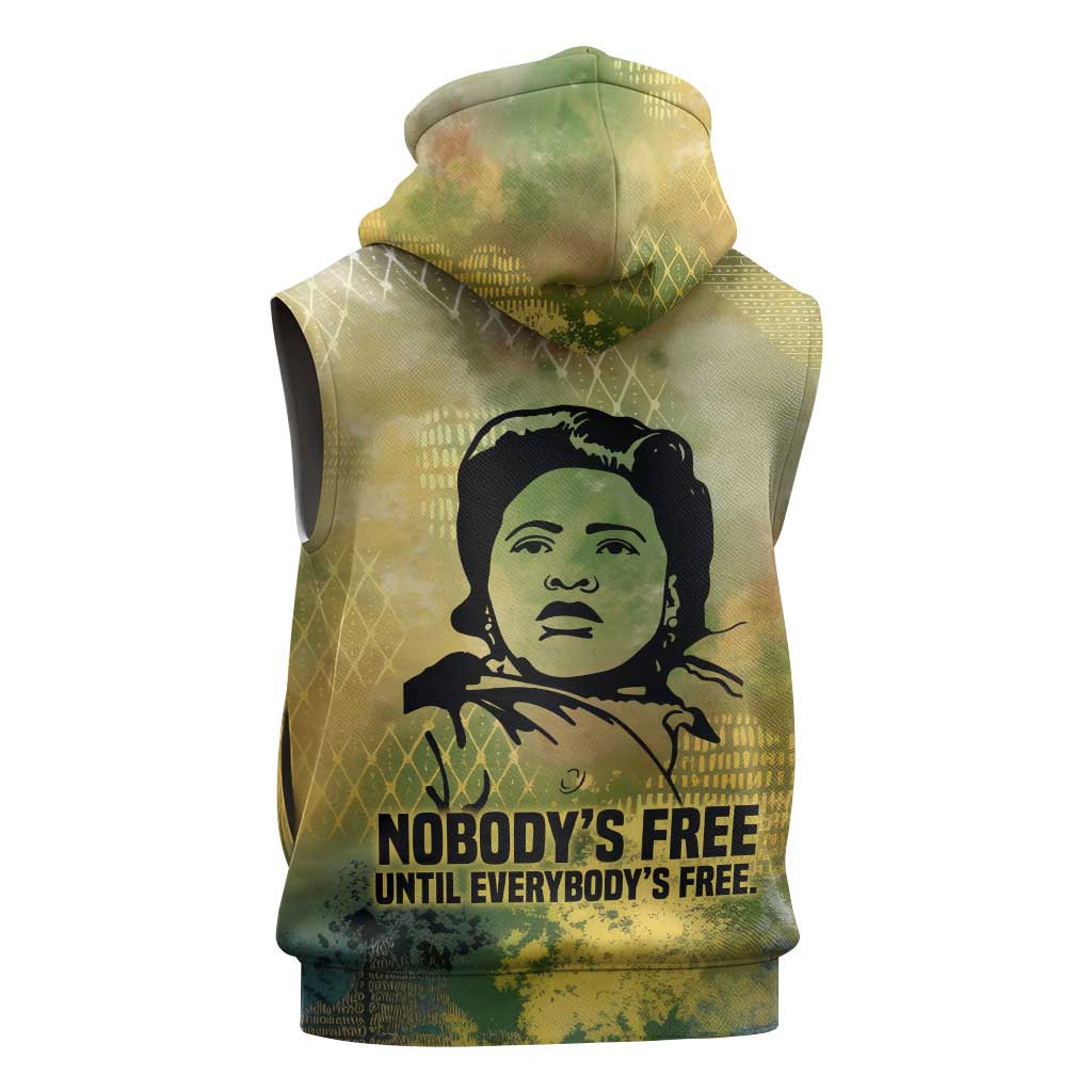 Fannie Lou Hamer Sleeveless Zip Hoodie Unbossable Quote Design Protest Silhouettes and Voting Rights Tribute - Wonder Print Shop