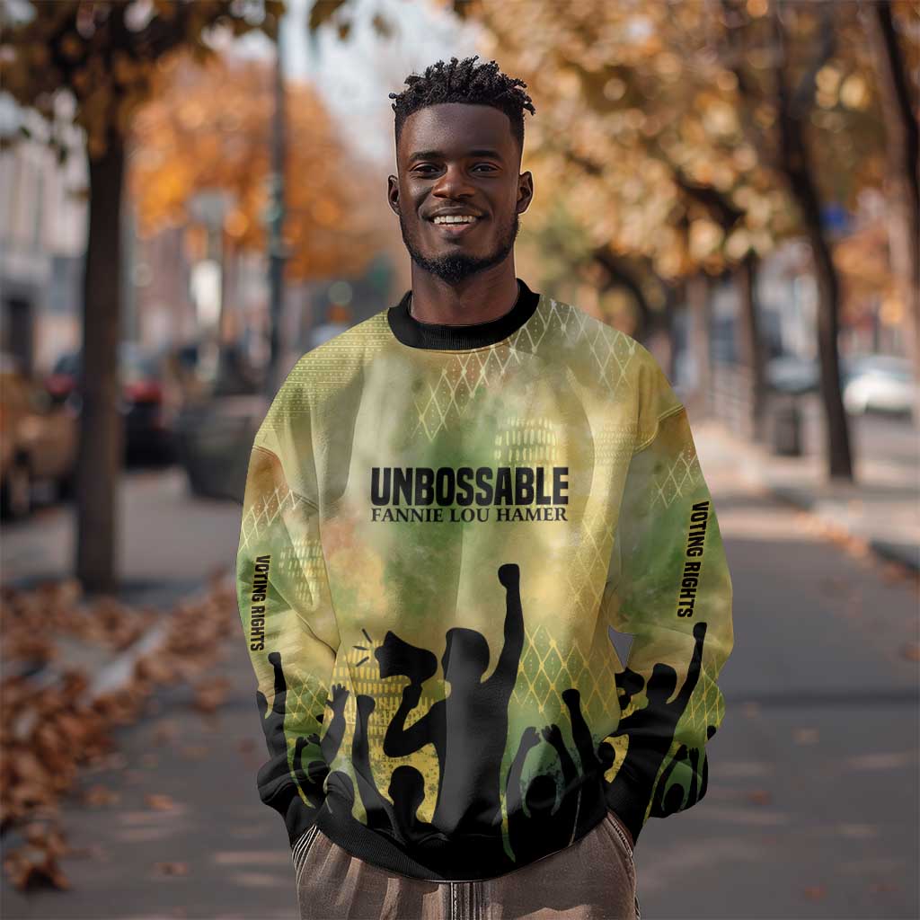 Fannie Lou Hamer Sweatshirt Unbossable Quote Design Protest Silhouettes and Voting Rights Tribute - Wonder Print Shop