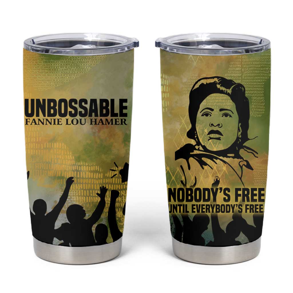 Fannie Lou Hamer Tumbler Cup Unbossable Quote Design Protest Silhouettes and Voting Rights Tribute - Wonder Print Shop
