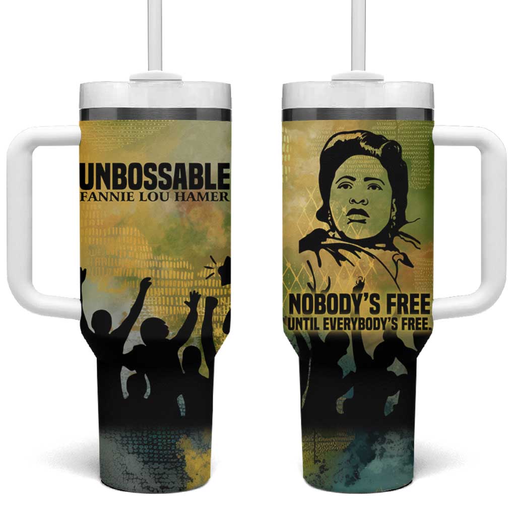 Fannie Lou Hamer Tumbler With Handle Unbossable Quote Design Protest Silhouettes and Voting Rights Tribute - Wonder Print Shop
