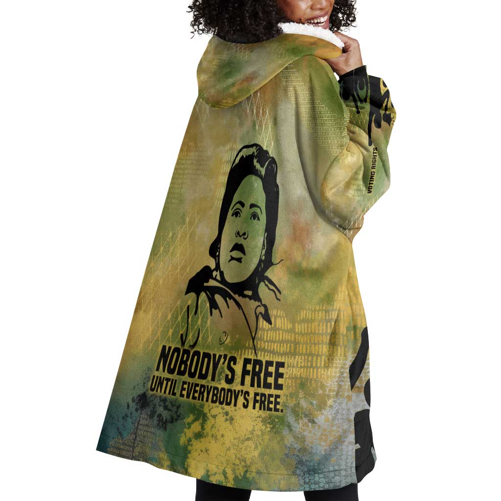 Fannie Lou Hamer Wearable Blanket Hoodie Unbossable Quote Design Protest Silhouettes and Voting Rights Tribute - Wonder Print Shop