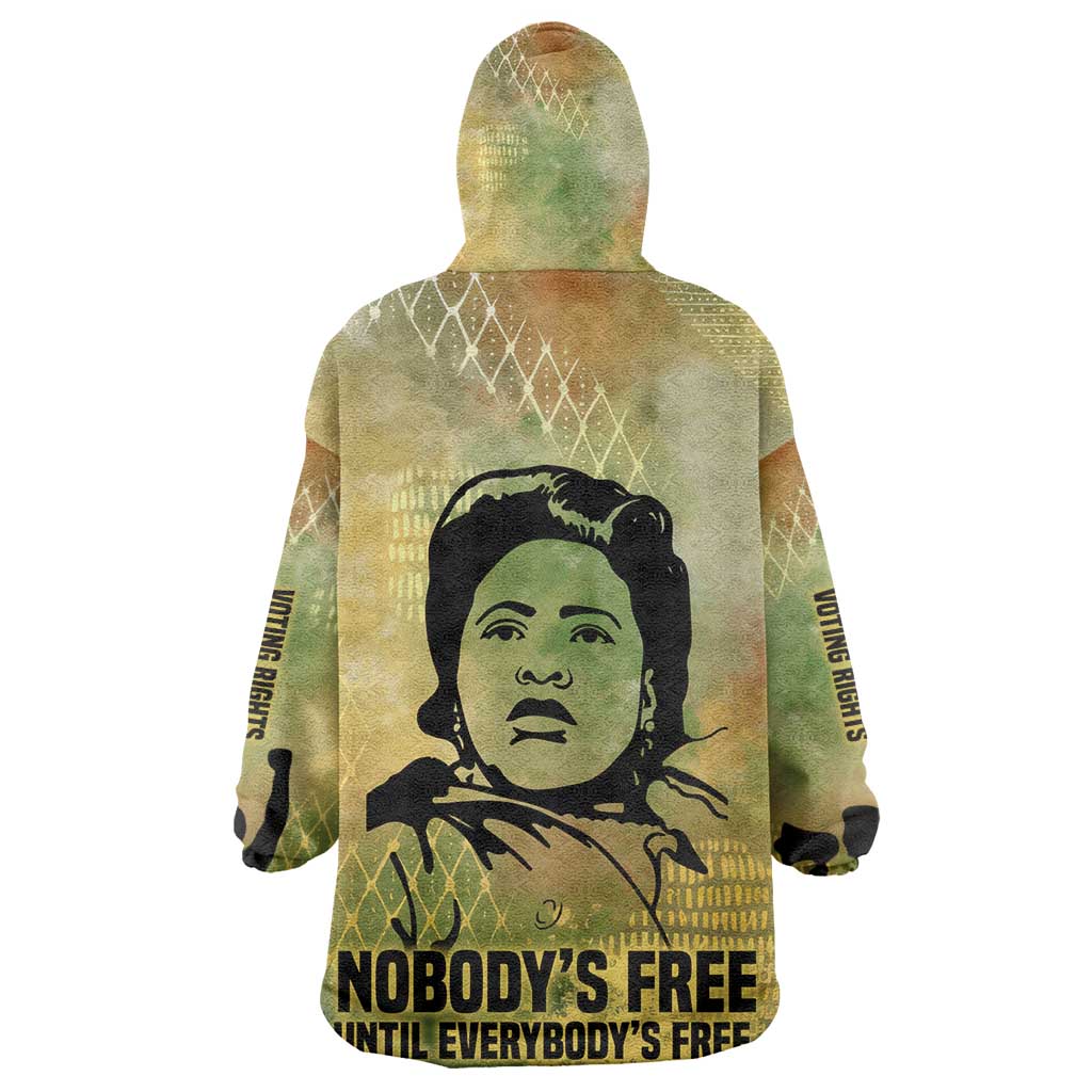 Fannie Lou Hamer Wearable Blanket Hoodie Unbossable Quote Design Protest Silhouettes and Voting Rights Tribute - Wonder Print Shop