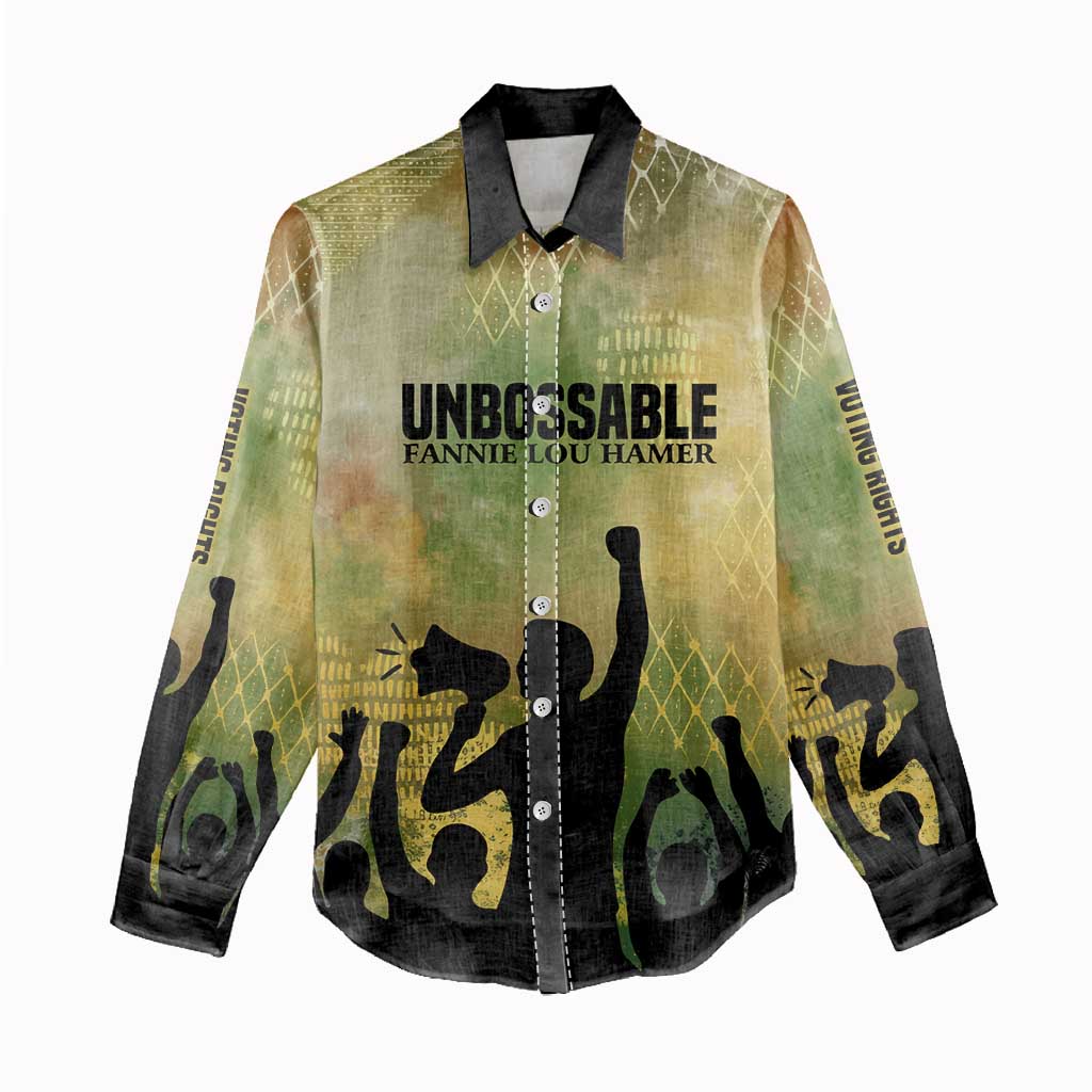 Fannie Lou Hamer Women Casual Shirt Unbossable Quote Design Protest Silhouettes and Voting Rights Tribute - Wonder Print Shop