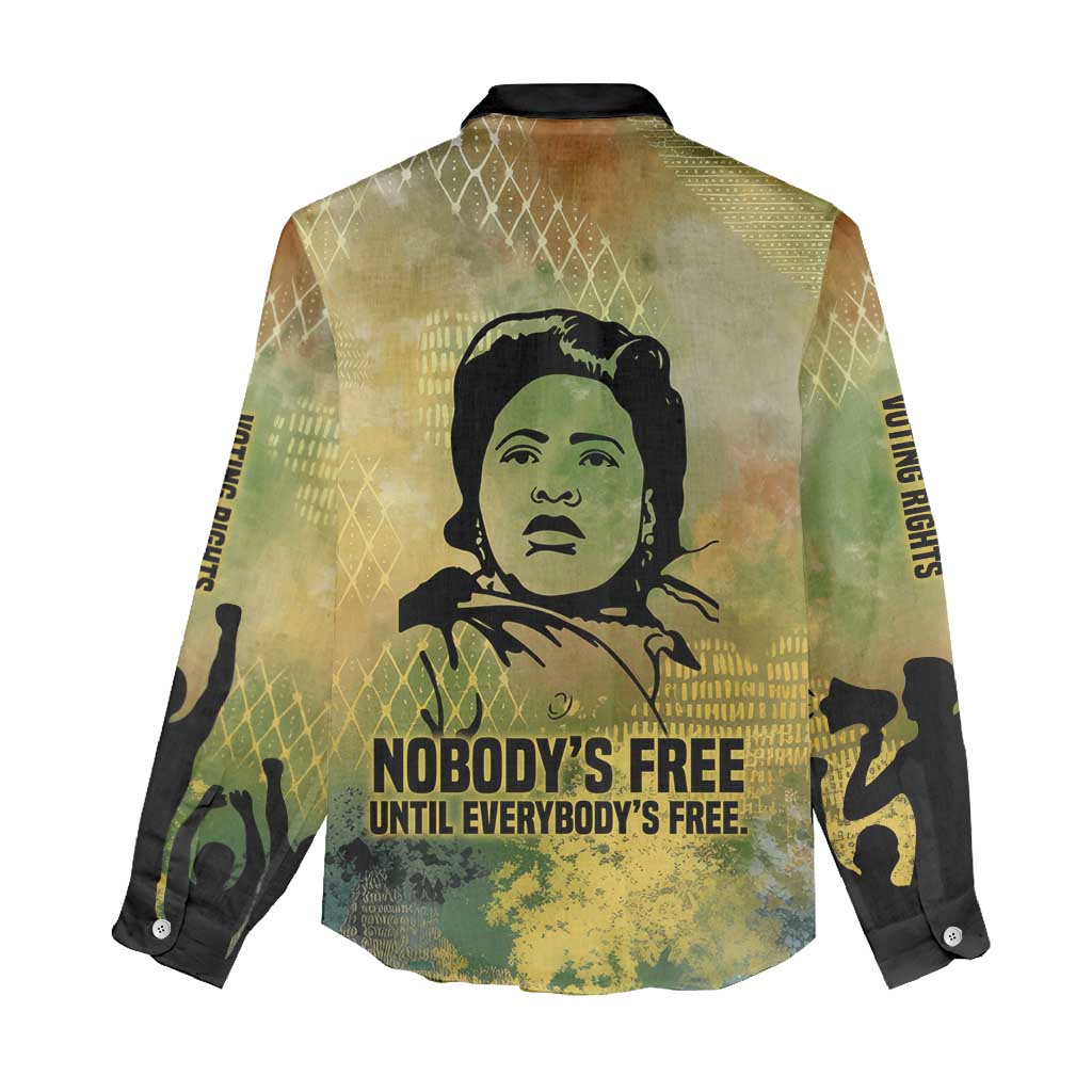 Fannie Lou Hamer Women Casual Shirt Unbossable Quote Design Protest Silhouettes and Voting Rights Tribute - Wonder Print Shop