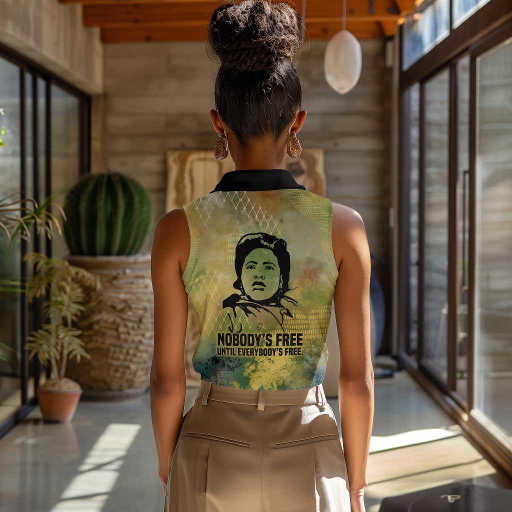 Fannie Lou Hamer Women Sleeveless Polo Shirt Unbossable Quote Design Protest Silhouettes and Voting Rights Tribute - Wonder Print Shop