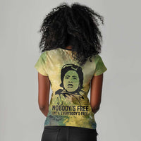 Fannie Lou Hamer Women V-Neck T-Shirt Unbossable Quote Design Protest Silhouettes and Voting Rights Tribute - Wonder Print Shop