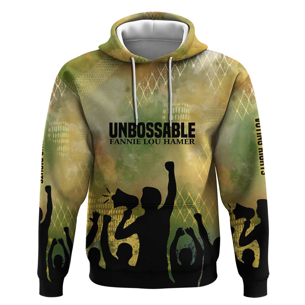 Fannie Lou Hamer Zip Hoodie Unbossable Quote Design Protest Silhouettes and Voting Rights Tribute - Wonder Print Shop