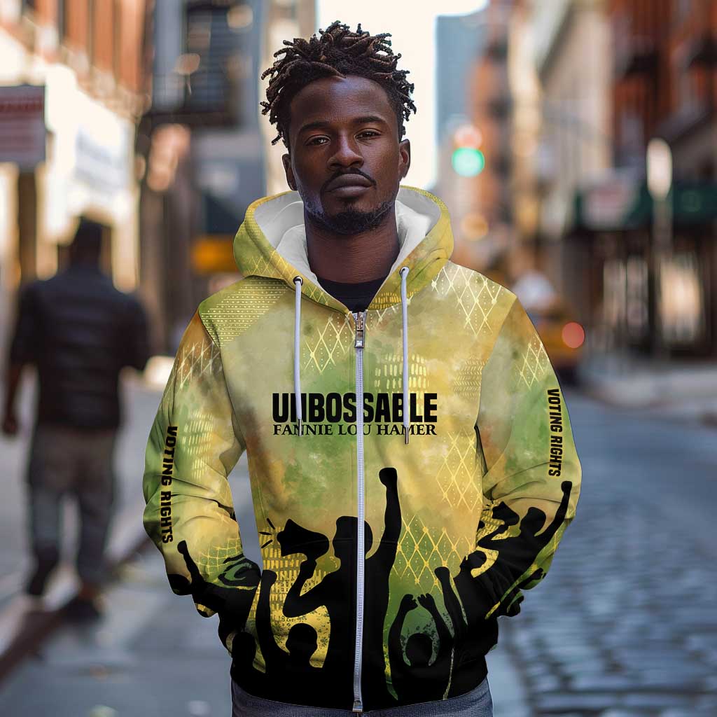 Fannie Lou Hamer Zip Hoodie Unbossable Quote Design Protest Silhouettes and Voting Rights Tribute - Wonder Print Shop