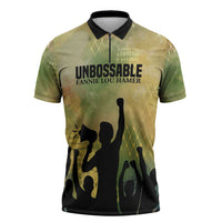 Fannie Lou Hamer Zipper Polo Shirt Unbossable Quote Design Protest Silhouettes and Voting Rights Tribute - Wonder Print Shop
