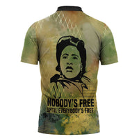Fannie Lou Hamer Zipper Polo Shirt Unbossable Quote Design Protest Silhouettes and Voting Rights Tribute - Wonder Print Shop