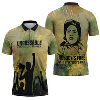 Fannie Lou Hamer Zipper Polo Shirt Unbossable Quote Design Protest Silhouettes and Voting Rights Tribute - Wonder Print Shop