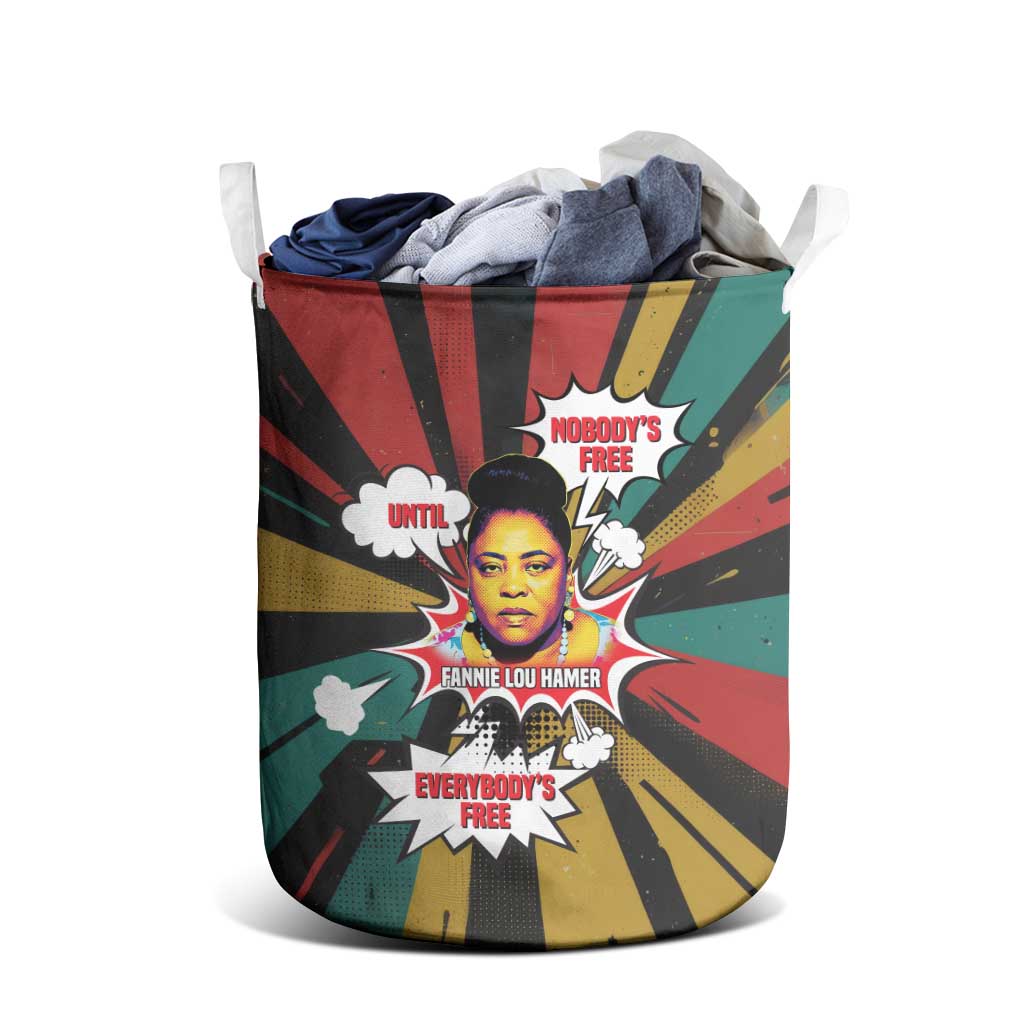 Fannie Lou Hamer Laundry Basket with Pop Art Comic Style Design Bold Quote and Civil Rights Tribute - Wonder Print Shop
