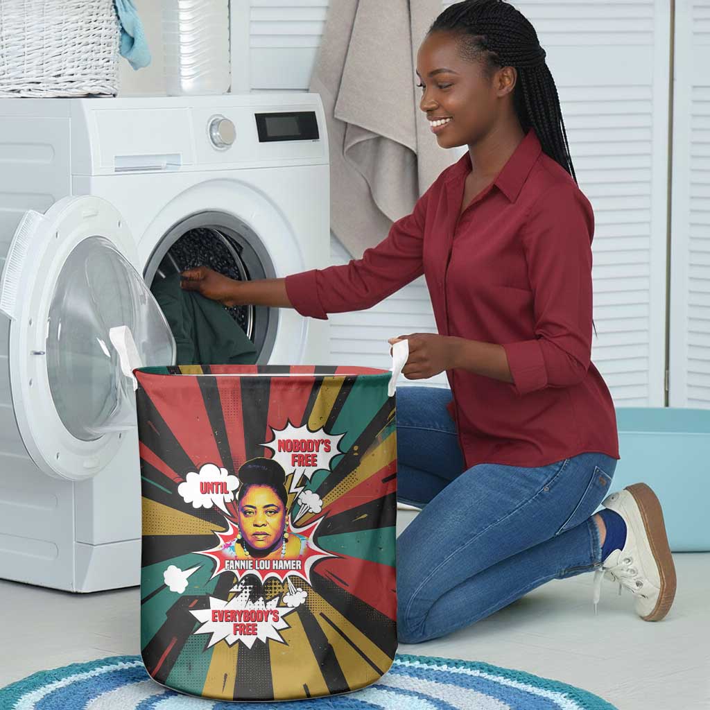 Fannie Lou Hamer Laundry Basket with Pop Art Comic Style Design Bold Quote and Civil Rights Tribute - Wonder Print Shop