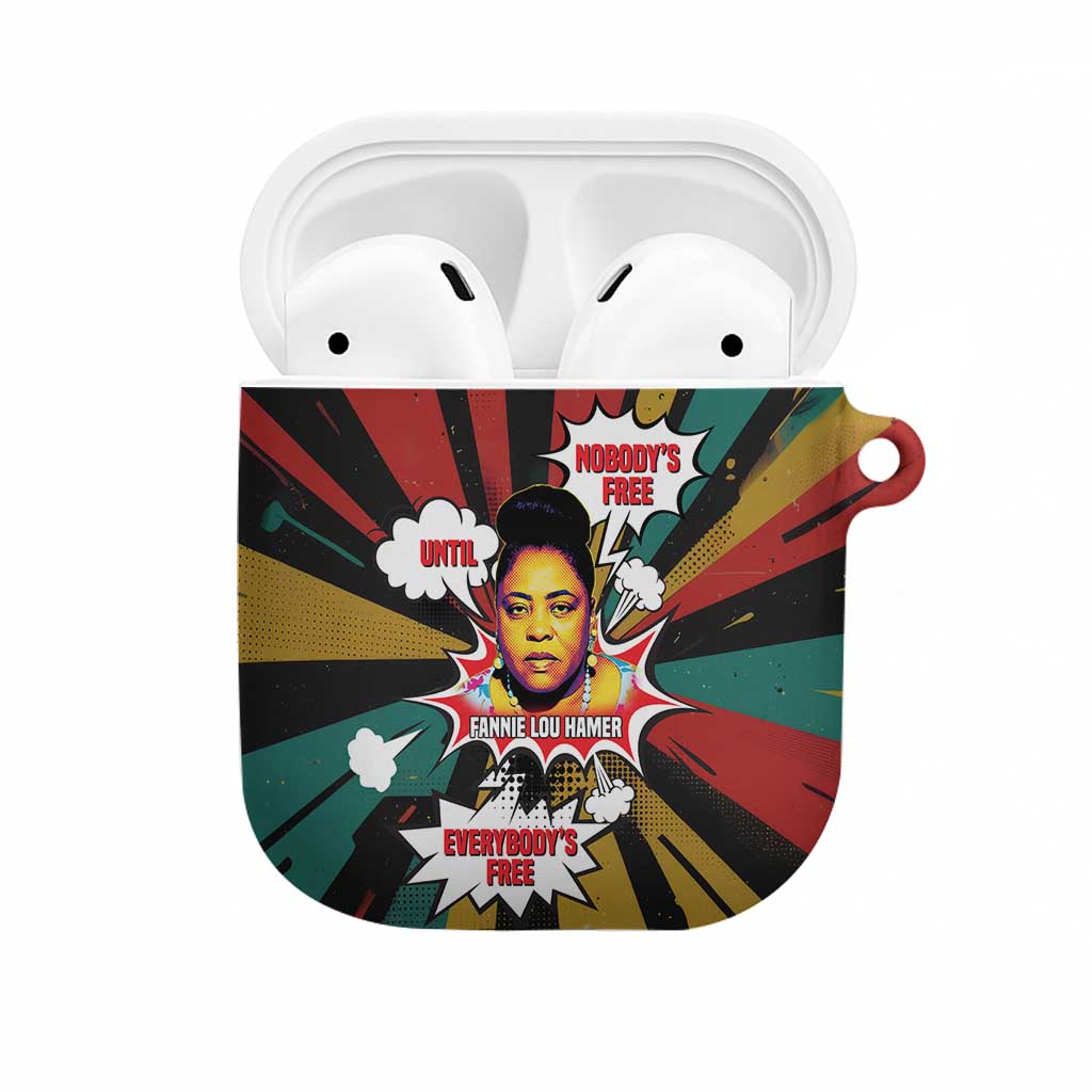 Fannie Lou Hamer AirPods Case with Pop Art Comic Style Design Bold Quote and Civil Rights Tribute - Wonder Print Shop