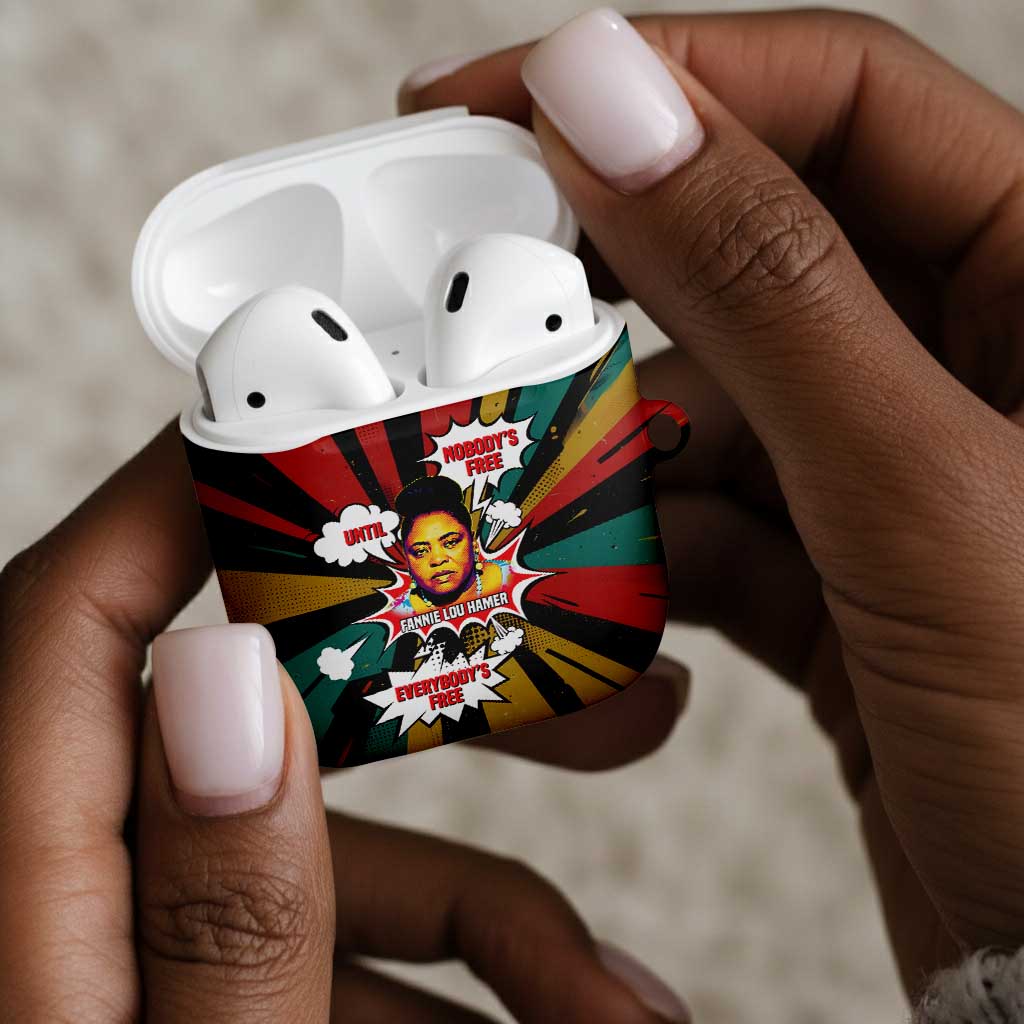 Fannie Lou Hamer AirPods Case with Pop Art Comic Style Design Bold Quote and Civil Rights Tribute - Wonder Print Shop