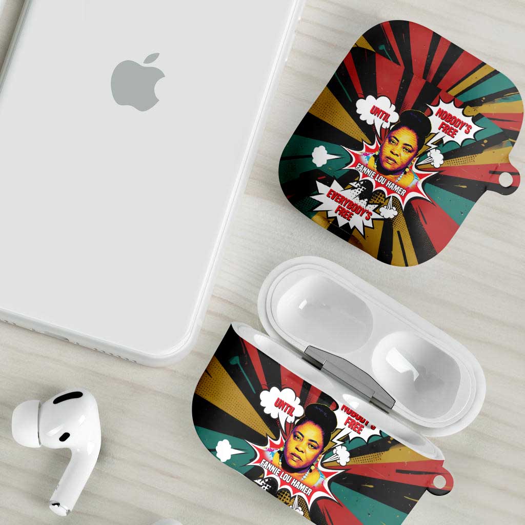 Fannie Lou Hamer AirPods Case with Pop Art Comic Style Design Bold Quote and Civil Rights Tribute - Wonder Print Shop