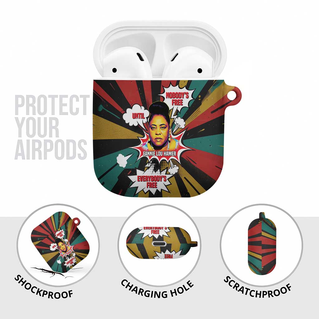 Fannie Lou Hamer AirPods Case with Pop Art Comic Style Design Bold Quote and Civil Rights Tribute - Wonder Print Shop