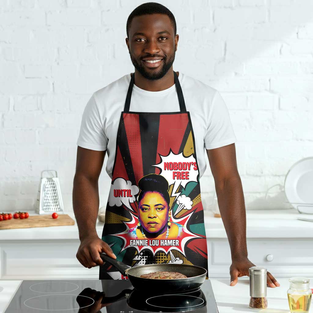 Fannie Lou Hamer Apron with Pop Art Comic Style Design Bold Quote and Civil Rights Tribute - Wonder Print Shop