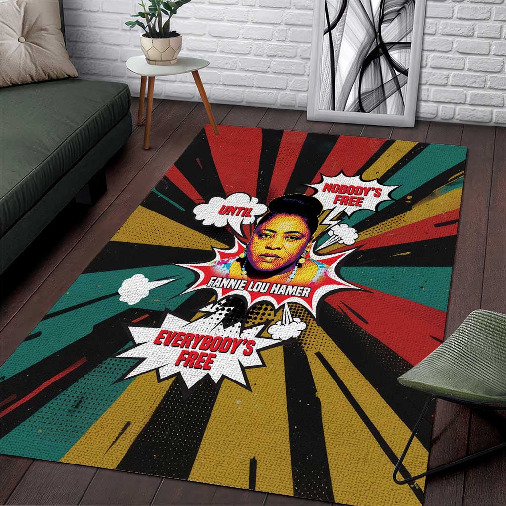 Fannie Lou Hamer Area Rug with Pop Art Comic Style Design Bold Quote and Civil Rights Tribute - Wonder Print Shop