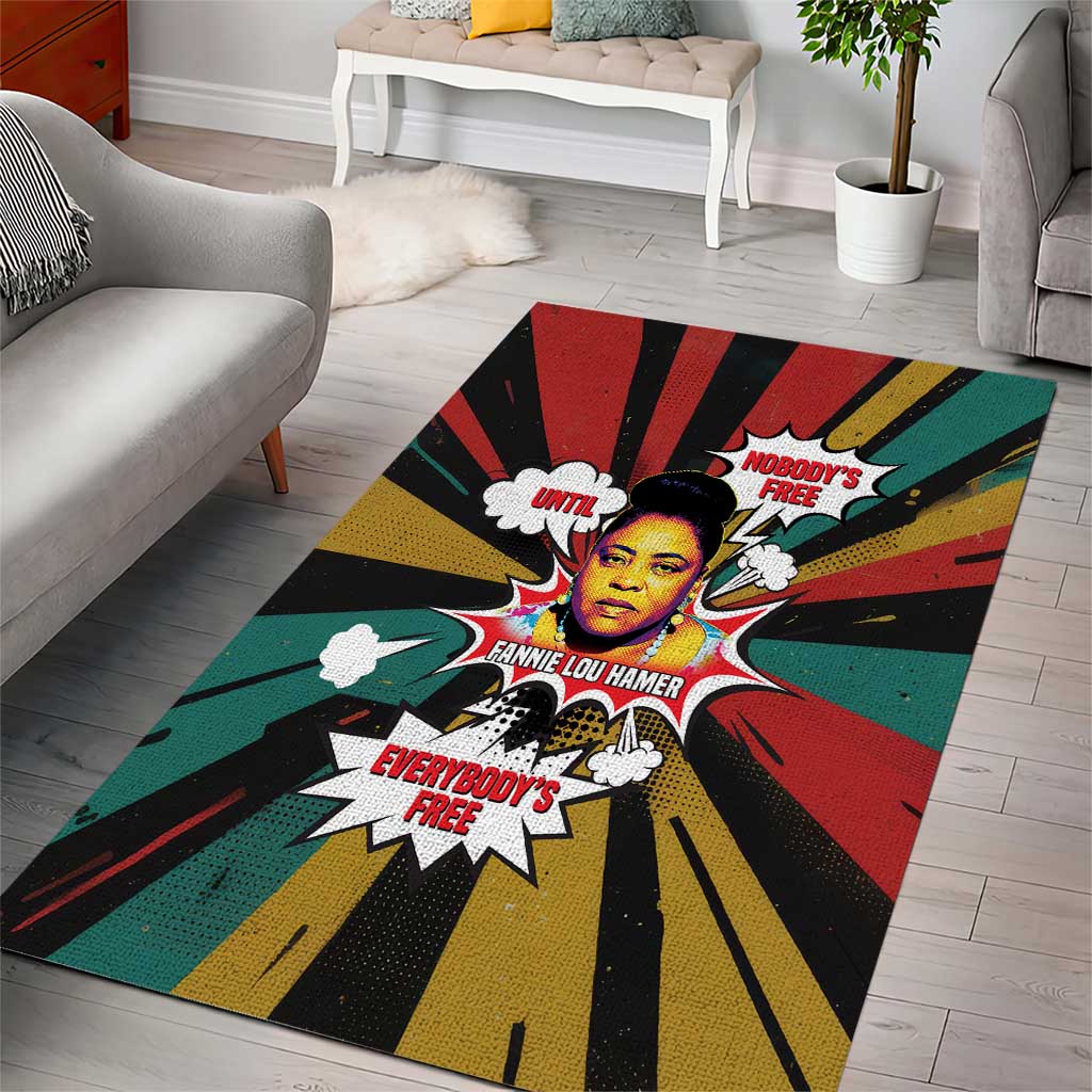 Fannie Lou Hamer Area Rug with Pop Art Comic Style Design Bold Quote and Civil Rights Tribute - Wonder Print Shop