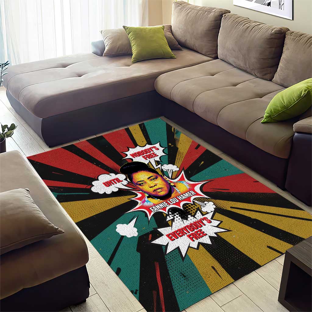 Fannie Lou Hamer Area Rug with Pop Art Comic Style Design Bold Quote and Civil Rights Tribute - Wonder Print Shop