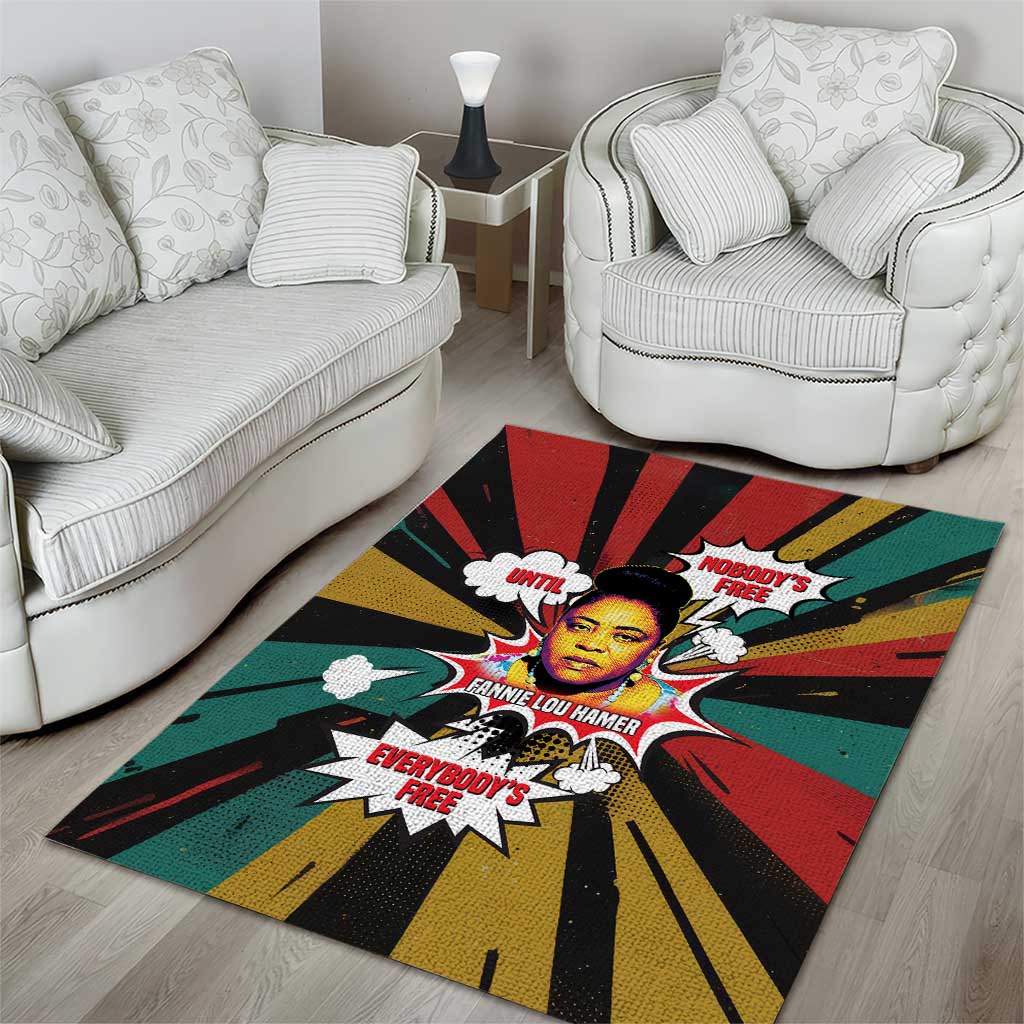 Fannie Lou Hamer Area Rug with Pop Art Comic Style Design Bold Quote and Civil Rights Tribute - Wonder Print Shop