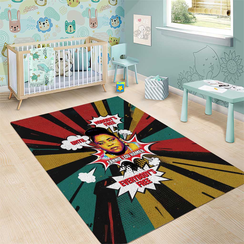 Fannie Lou Hamer Area Rug with Pop Art Comic Style Design Bold Quote and Civil Rights Tribute - Wonder Print Shop