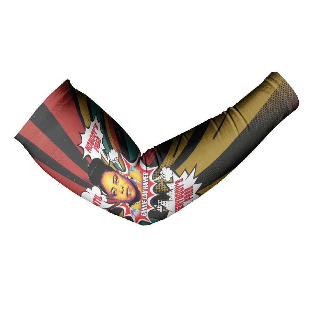 Fannie Lou Hamer Arm Sleeves with Pop Art Comic Style Design Bold Quote and Civil Rights Tribute - Wonder Print Shop