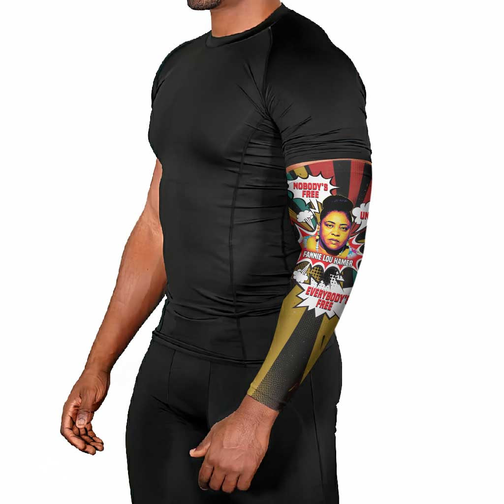 Fannie Lou Hamer Arm Sleeves with Pop Art Comic Style Design Bold Quote and Civil Rights Tribute - Wonder Print Shop