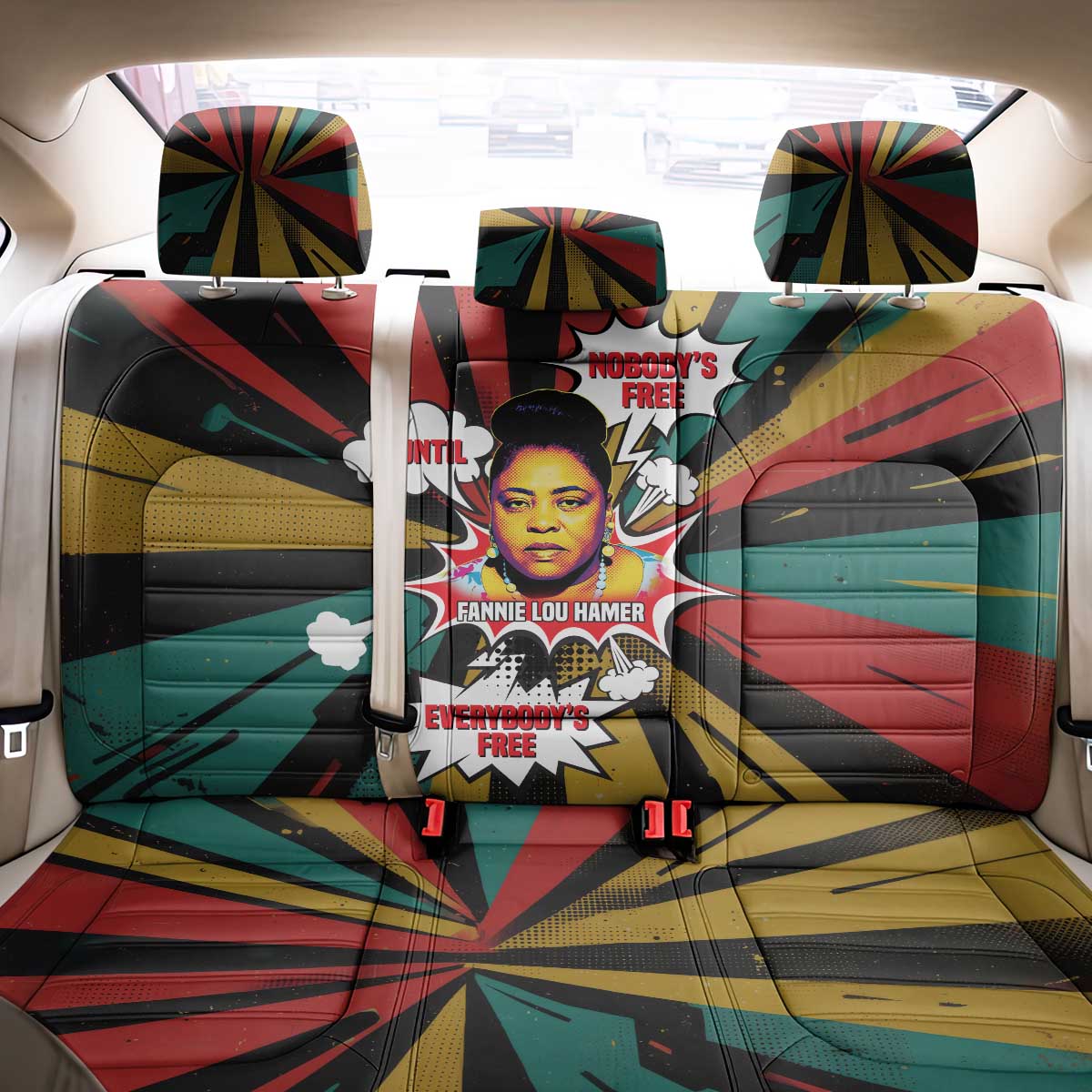 Fannie Lou Hamer Back Car Seat Cover with Pop Art Comic Style Design Bold Quote and Civil Rights Tribute - Wonder Print Shop