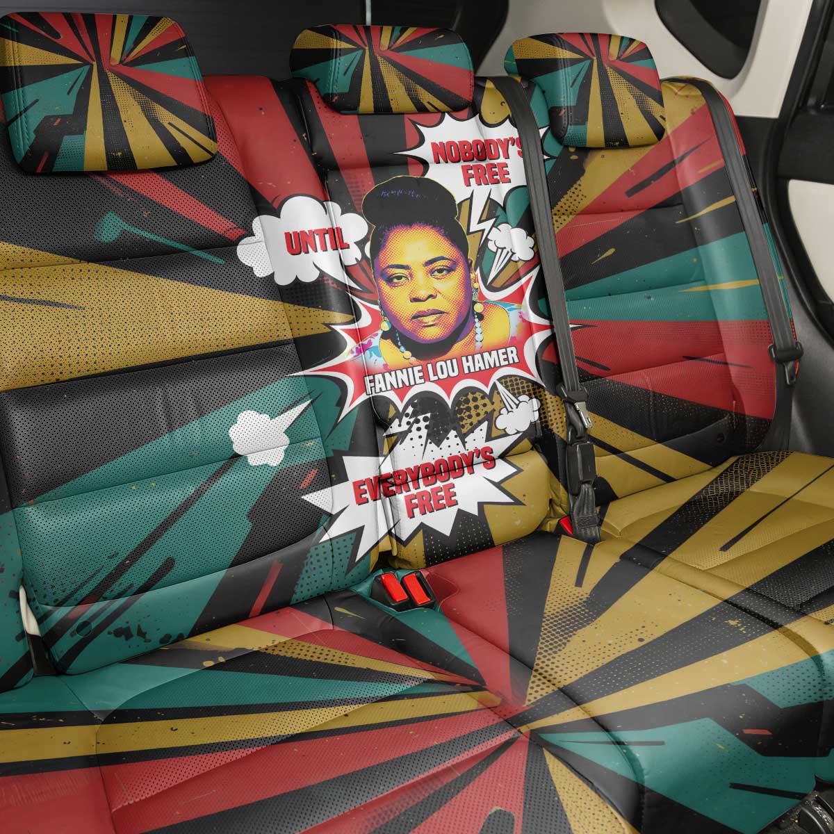 Fannie Lou Hamer Back Car Seat Cover with Pop Art Comic Style Design Bold Quote and Civil Rights Tribute - Wonder Print Shop