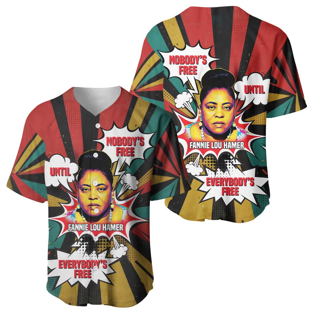 Fannie Lou Hamer Baseball Jersey with Pop Art Comic Style Design Bold Quote and Civil Rights Tribute - Wonder Print Shop