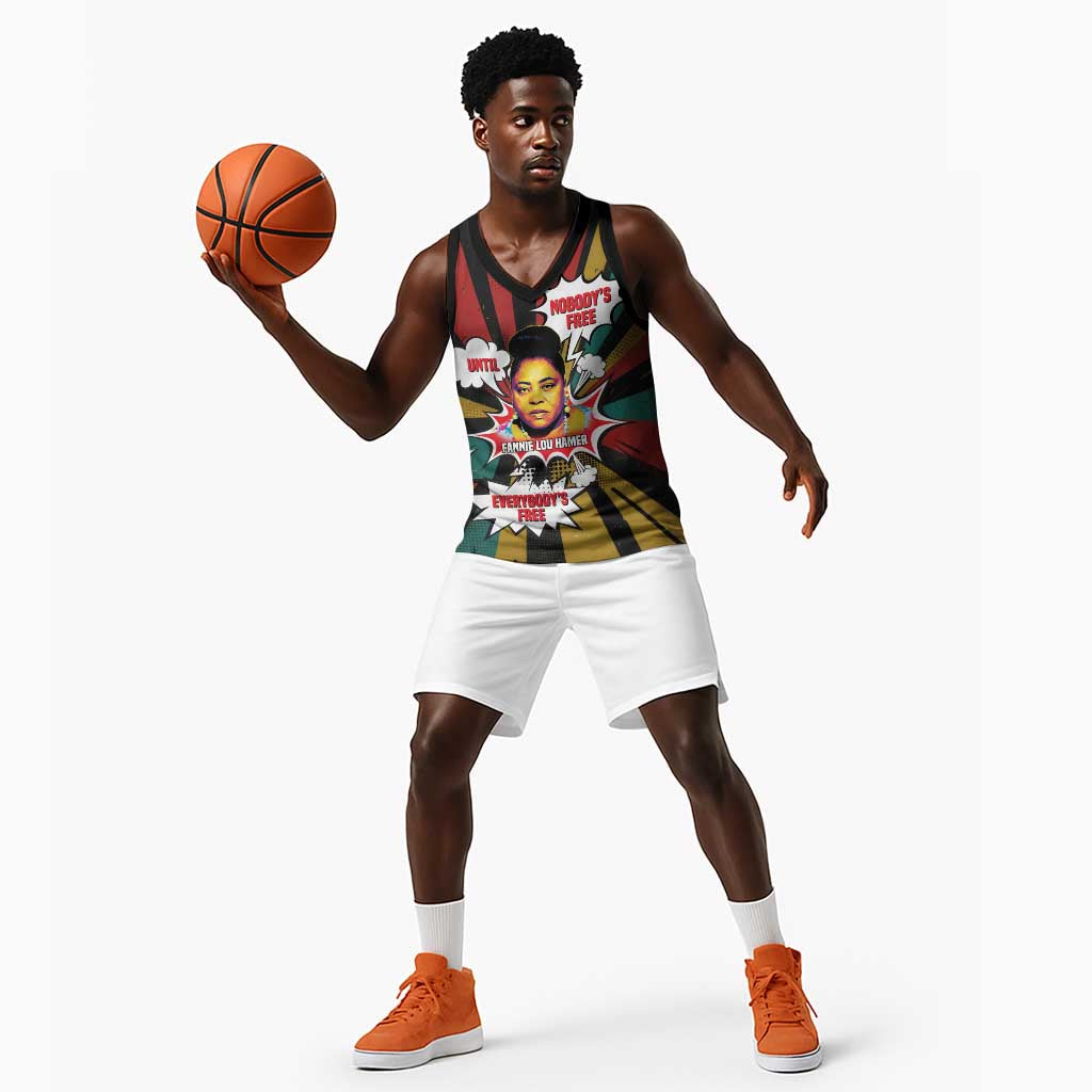 Fannie Lou Hamer Basketball Jersey with Pop Art Comic Style Design Bold Quote and Civil Rights Tribute - Wonder Print Shop