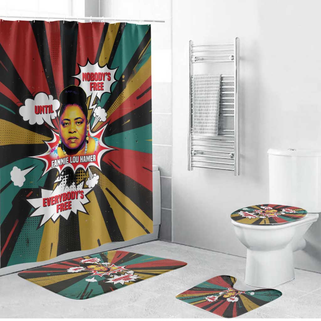 Fannie Lou Hamer Bathroom Set with Pop Art Comic Style Design Bold Quote and Civil Rights Tribute - Wonder Print Shop