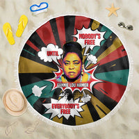 Fannie Lou Hamer Beach Blanket with Pop Art Comic Style Design Bold Quote and Civil Rights Tribute - Wonder Print Shop