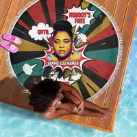 Fannie Lou Hamer Beach Blanket with Pop Art Comic Style Design Bold Quote and Civil Rights Tribute - Wonder Print Shop
