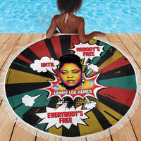Fannie Lou Hamer Beach Blanket with Pop Art Comic Style Design Bold Quote and Civil Rights Tribute - Wonder Print Shop