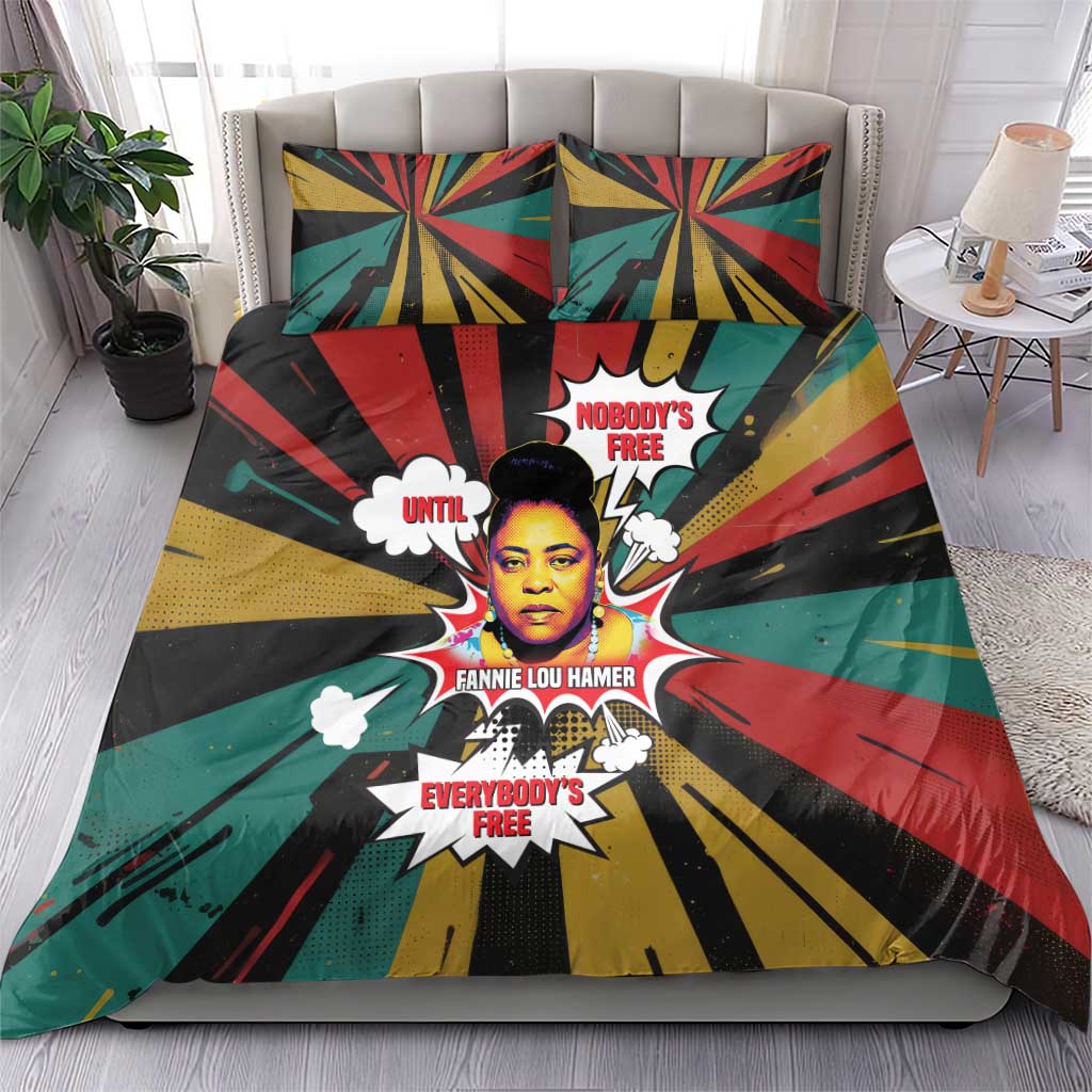 Fannie Lou Hamer Bedding Set with Pop Art Comic Style Design Bold Quote and Civil Rights Tribute - Wonder Print Shop