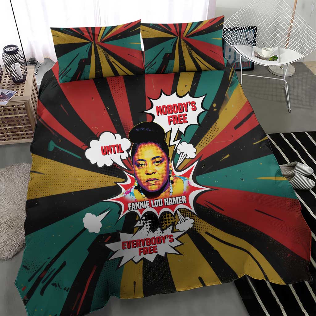 Fannie Lou Hamer Bedding Set with Pop Art Comic Style Design Bold Quote and Civil Rights Tribute - Wonder Print Shop